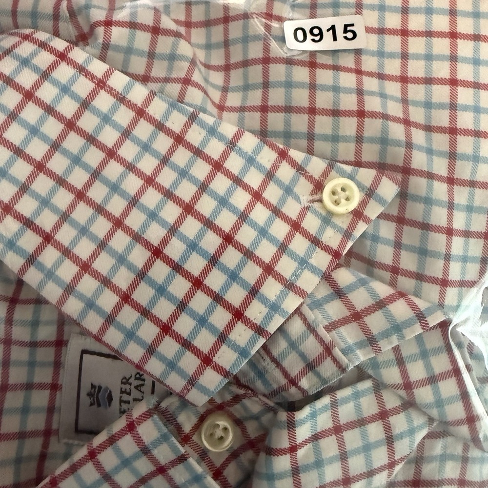 Peter Millar Shirt Mens Medium Long Sleeve Button Down Plaid Red Blue Cotton⁠ - Picture 9 of 9
